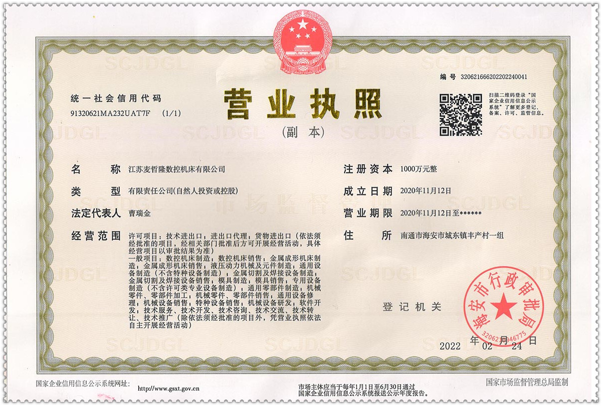 Business certificate